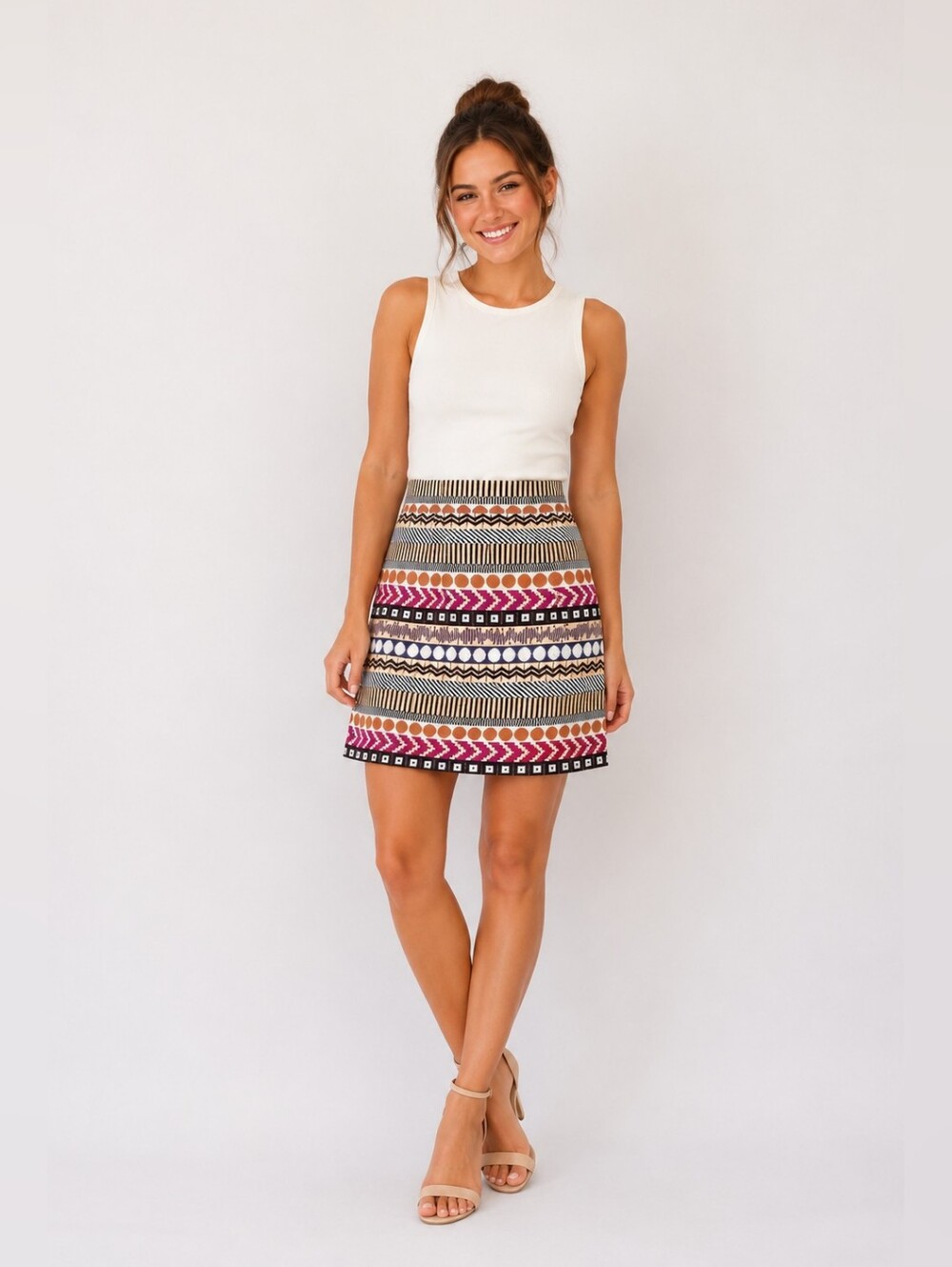 Anthropologie Nomad Morgan Carper Jacquard Woven Mini Skirt Size 8 Metallic